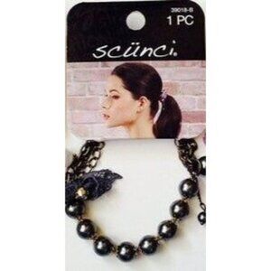 Scünci Pearl Gray  Purple Bead Hair Ties With dark bronze  Accents & Charms